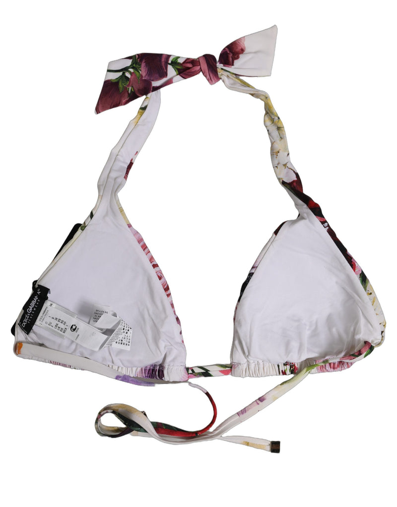Haut de bikini de plage Dolce & Gabbana blanc à imprimé floral triangle