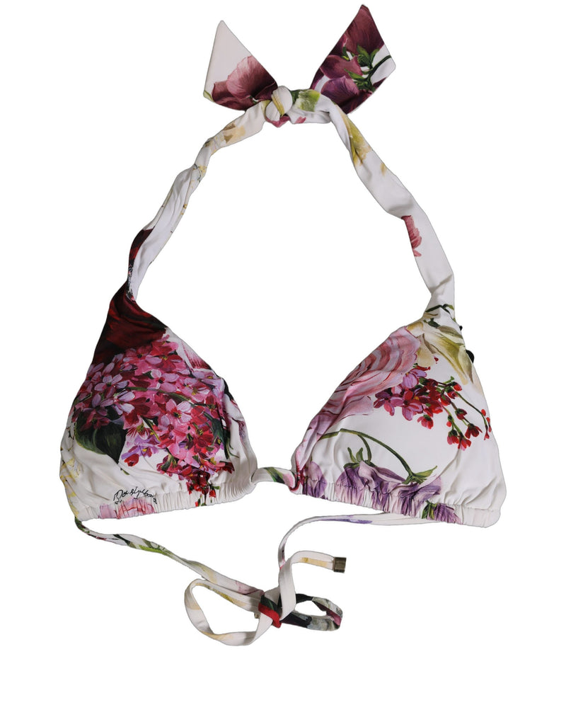 Haut de bikini de plage Dolce & Gabbana blanc à imprimé floral triangle