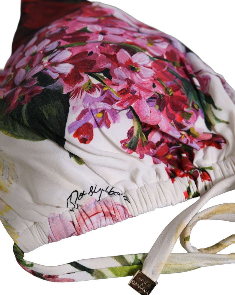 Haut de bikini de plage Dolce & Gabbana blanc à imprimé floral triangle