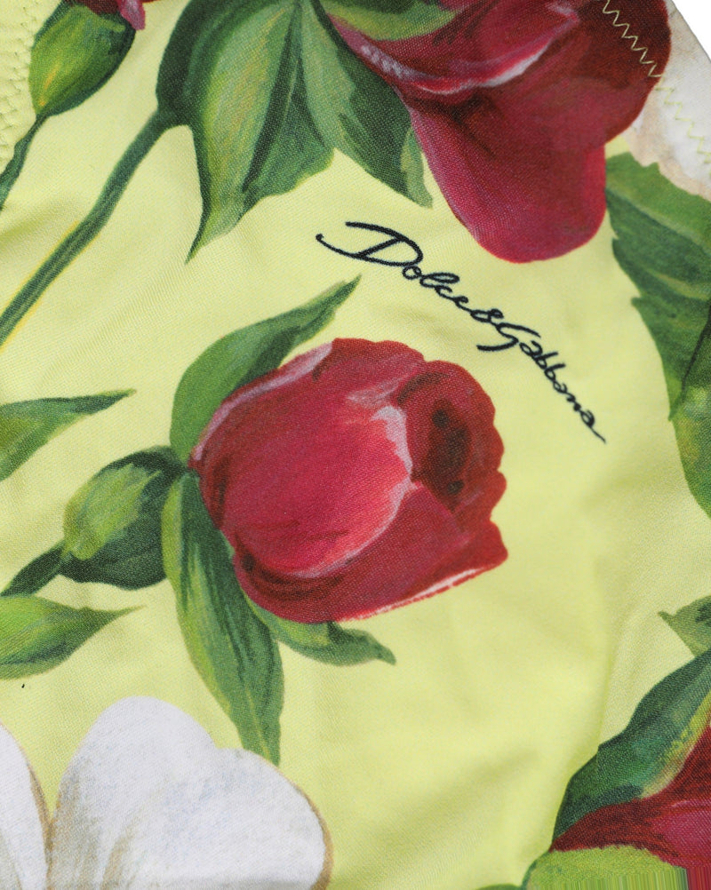 Bas de bikini Dolce & Gabbana en nylon imprimé floral jaune