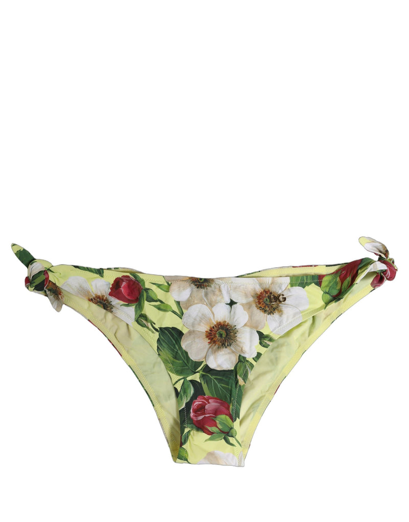 Bas de bikini Dolce & Gabbana en nylon imprimé floral jaune