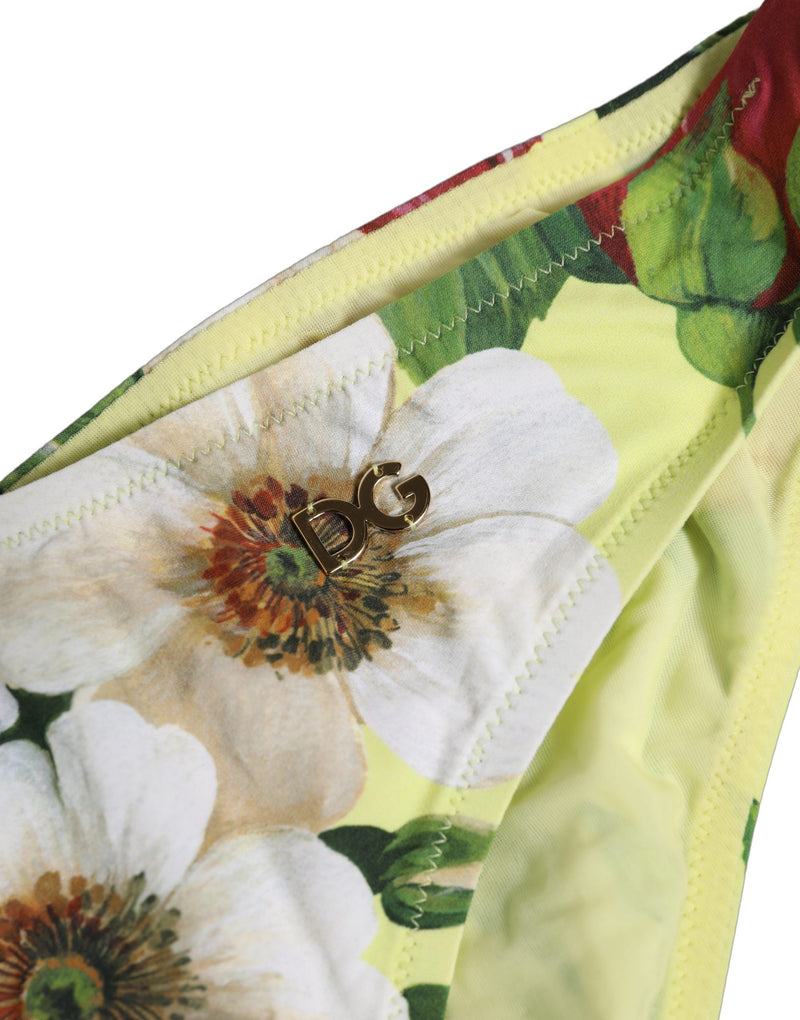 Bas de bikini Dolce & Gabbana en nylon imprimé floral jaune
