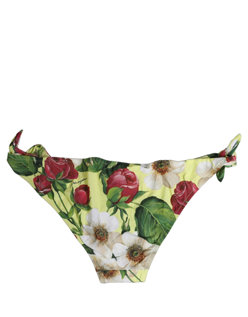Bas de bikini Dolce & Gabbana en nylon imprimé floral jaune