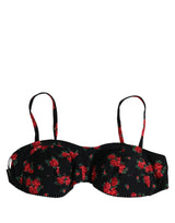 Haut de bikini de plage à armatures imprimé floral noir Dolce & Gabbana