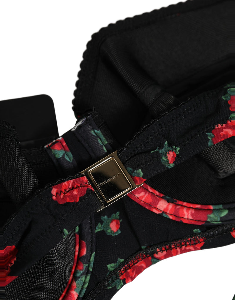 Haut de bikini de plage à armatures imprimé floral noir Dolce & Gabbana