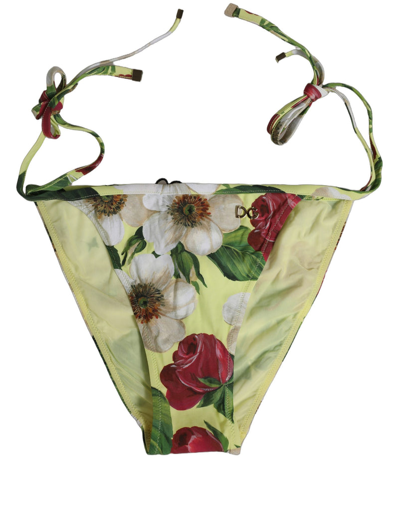 Bas de bikini Dolce & Gabbana en nylon imprimé floral jaune