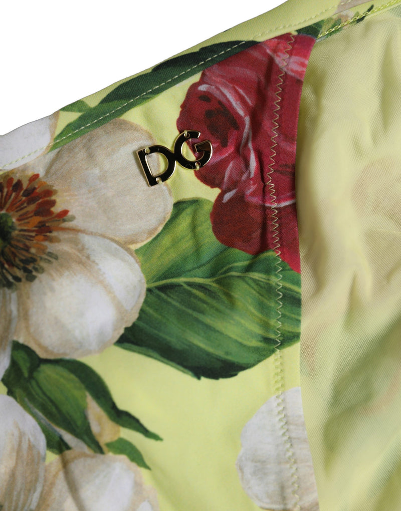 Bas de bikini Dolce & Gabbana en nylon imprimé floral jaune