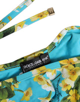 Bas de bikini Dolce & Gabbana en nylon imprimé floral bleu