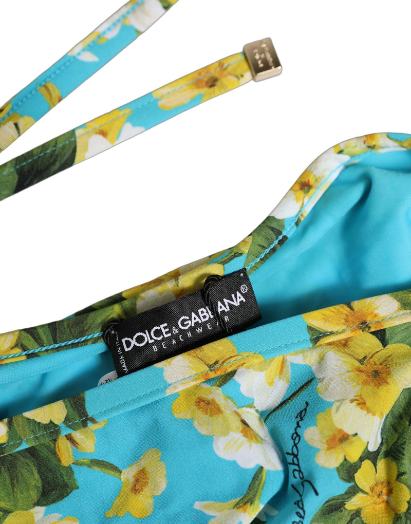 Bas de bikini Dolce & Gabbana en nylon imprimé floral bleu