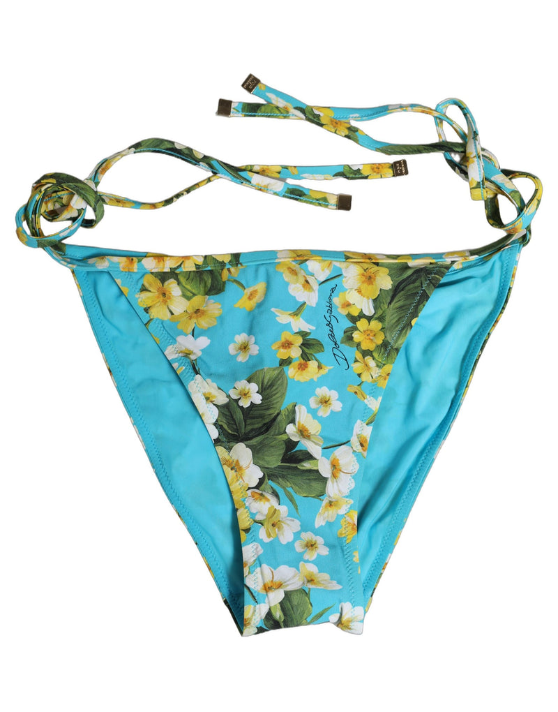 Bas de bikini Dolce & Gabbana en nylon imprimé floral bleu