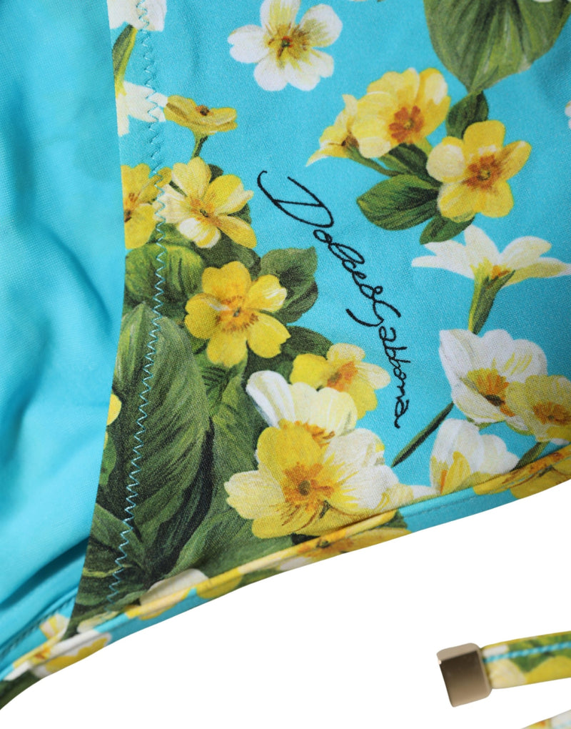 Bas de bikini Dolce & Gabbana en nylon imprimé floral bleu