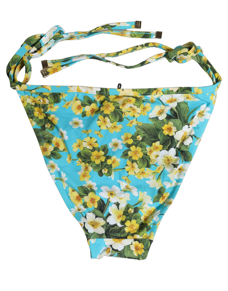 Bas de bikini Dolce & Gabbana en nylon imprimé floral bleu
