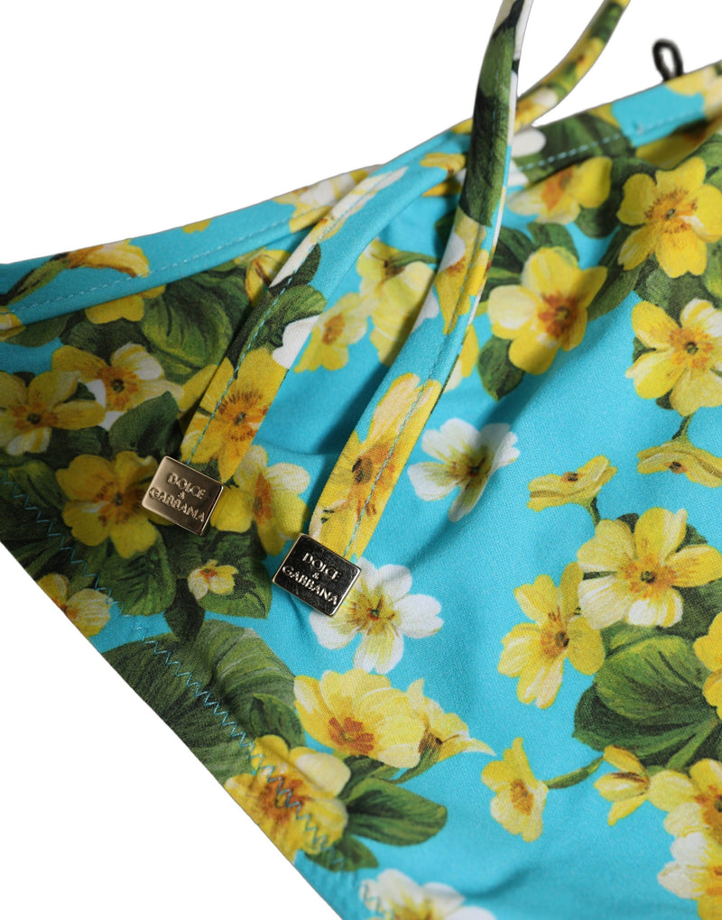 Bas de bikini Dolce & Gabbana en nylon imprimé floral bleu