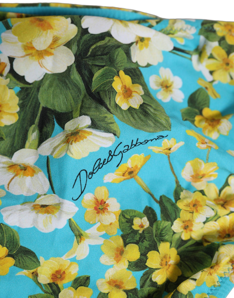 Bas de bikini Dolce & Gabbana en nylon imprimé floral bleu