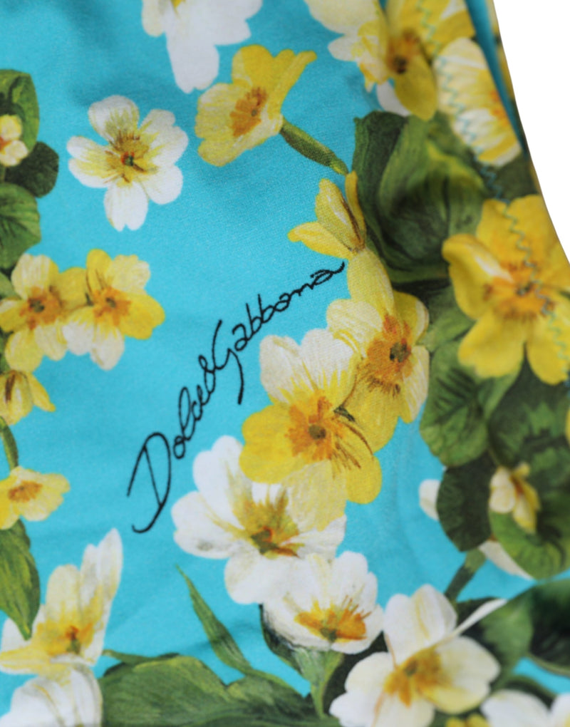 Bas de bikini Dolce & Gabbana en nylon imprimé floral bleu