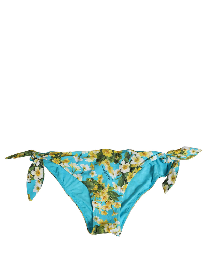 Bas de bikini Dolce & Gabbana en nylon imprimé floral bleu