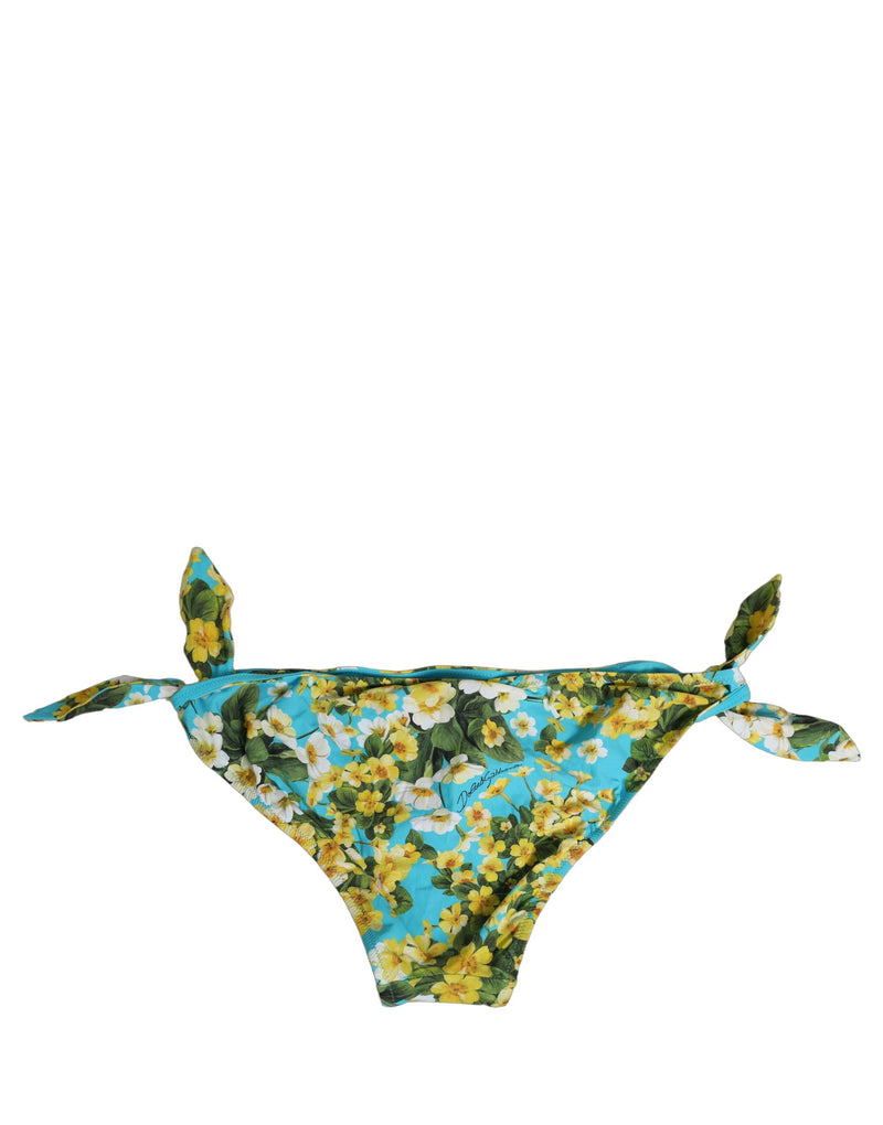 Bas de bikini Dolce & Gabbana en nylon imprimé floral bleu