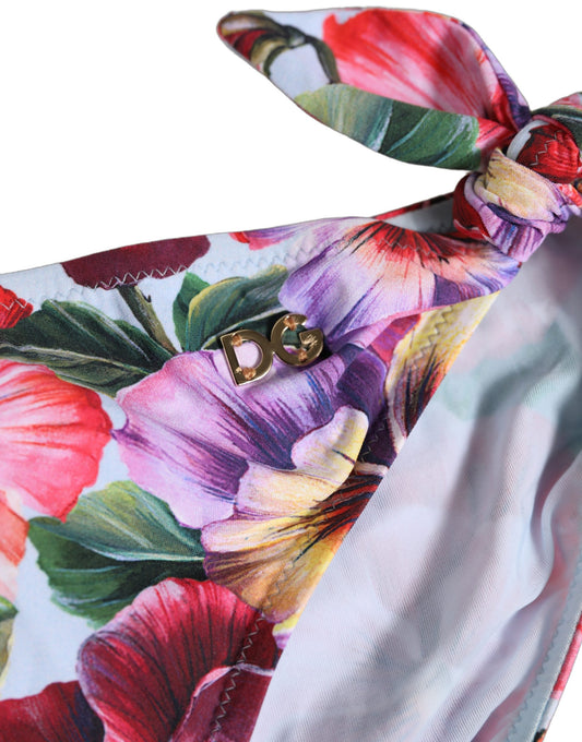 Bas de bikini de plage en nylon imprimé floral blanc Dolce & Gabbana