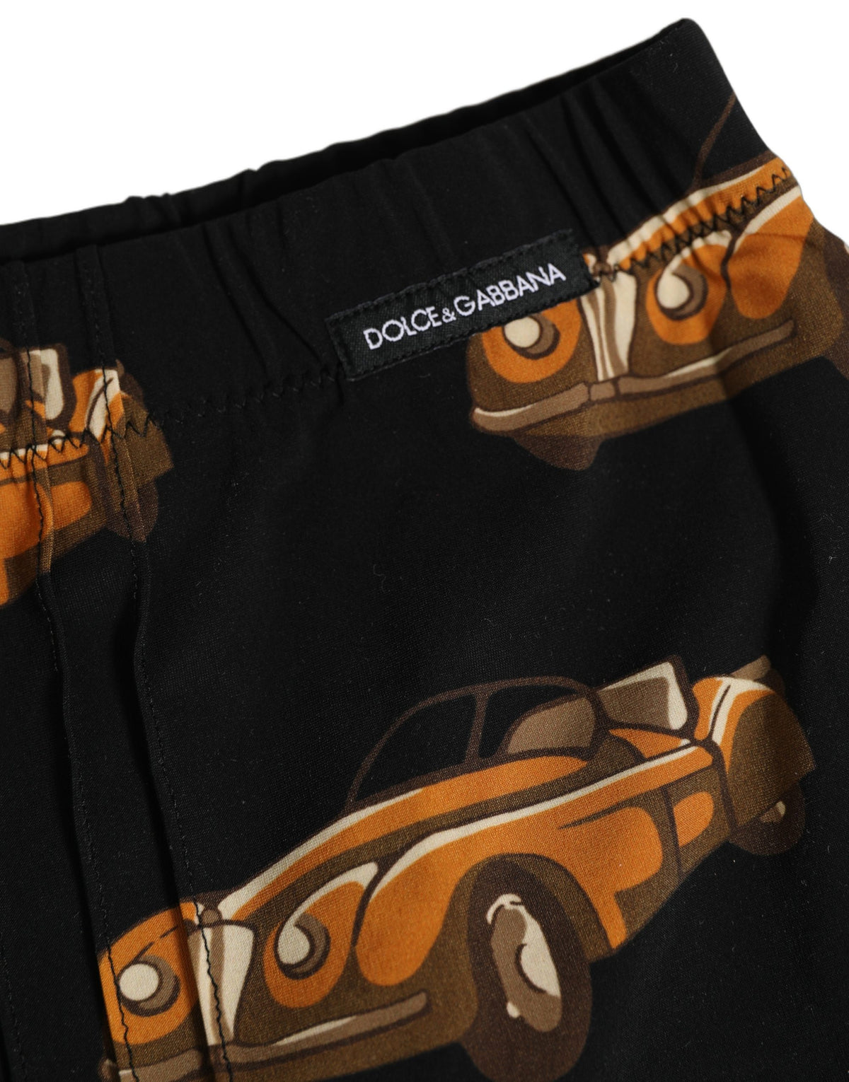Dolce & Gabbana Black Car Print Swim Trunk Beachwear Swimwear