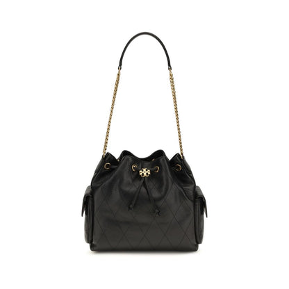 Tory Burch Black Calf Leather Bos Taurus Shoulder Bag