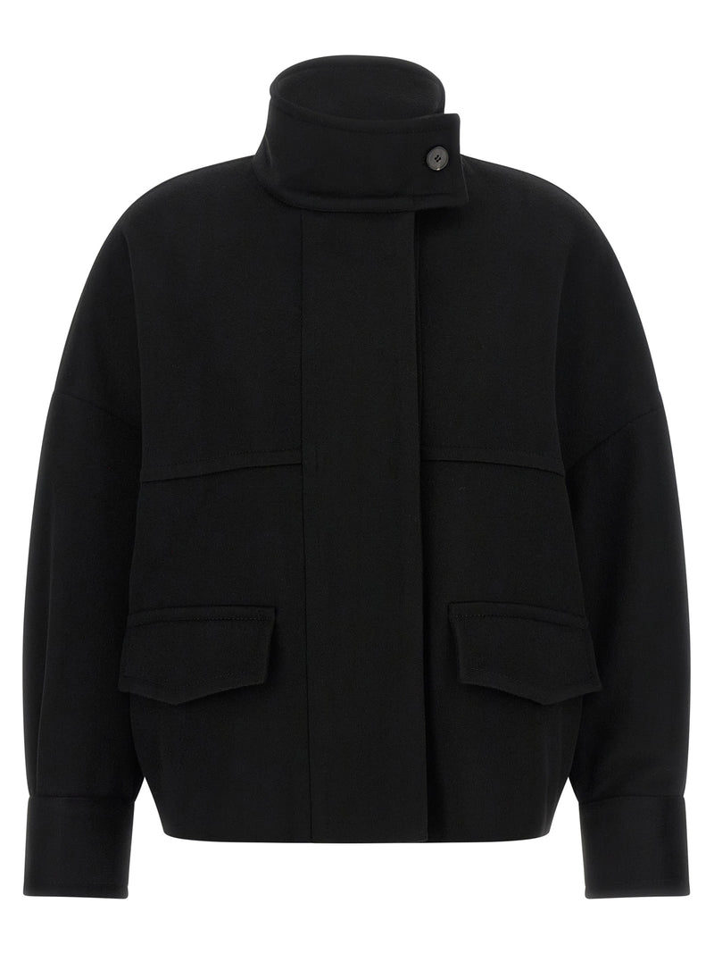 Alberto Biani Black Wool Bomber
