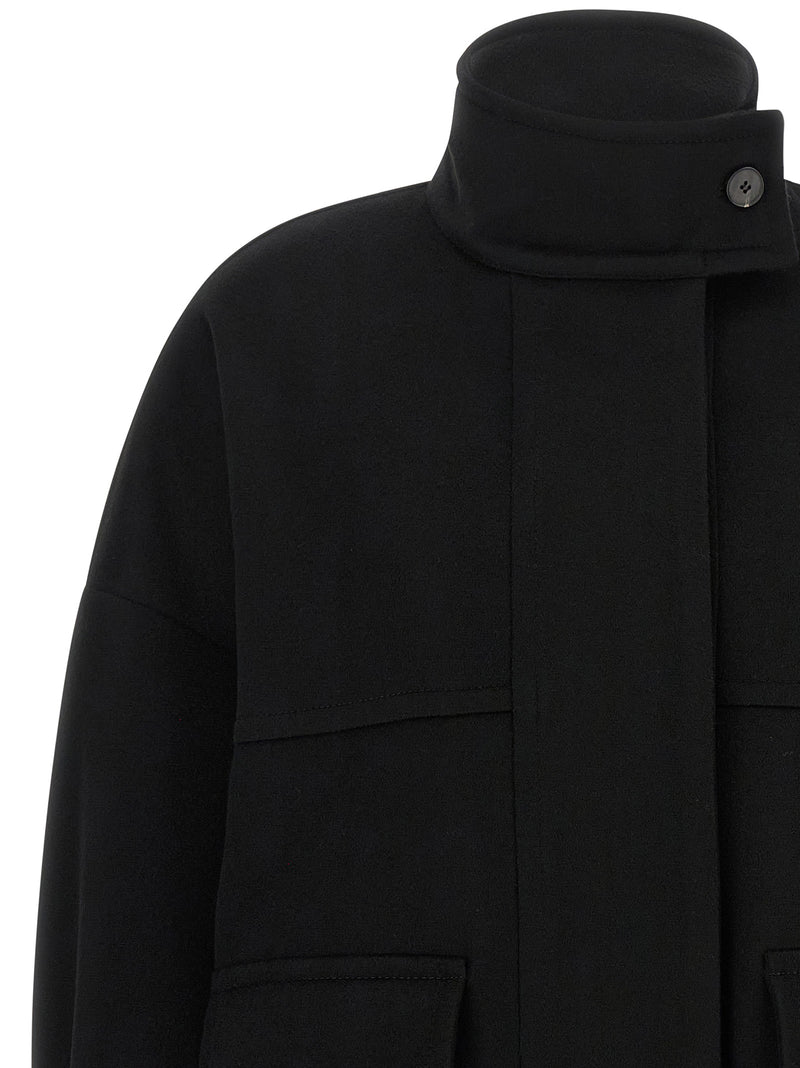 Alberto Biani Black Wool Bomber