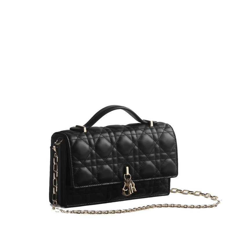 Sac à bandoulière en cuir noir Dior