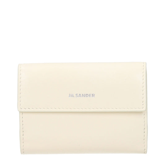 Portefeuille en cuir blanc Jil Sander
