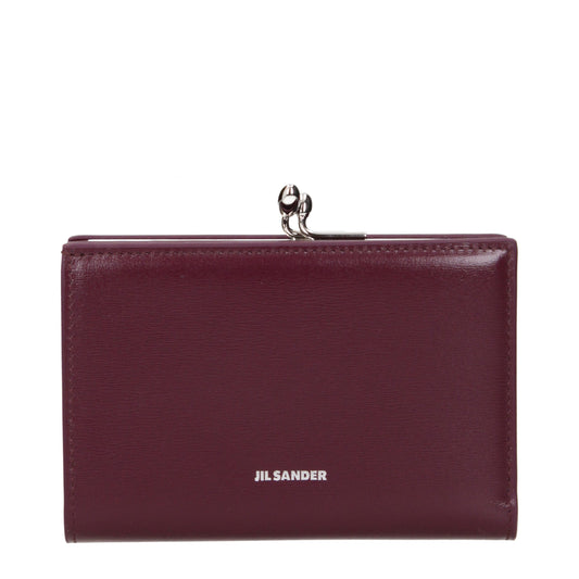 Portefeuille en cuir rouge Jil Sander