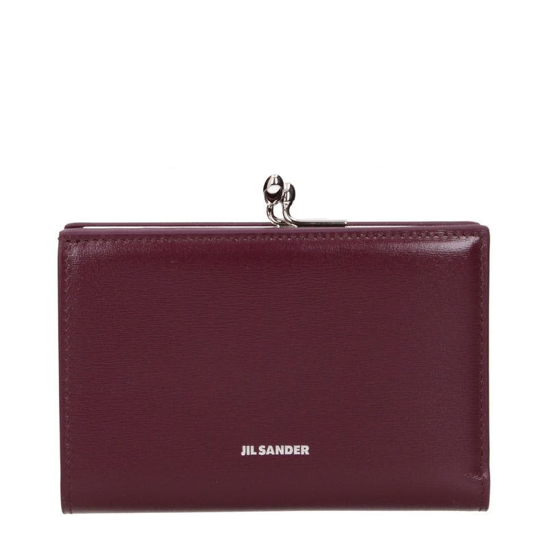 Portefeuille en cuir rouge Jil Sander