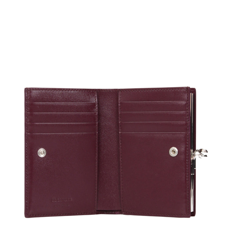 Portefeuille en cuir rouge Jil Sander