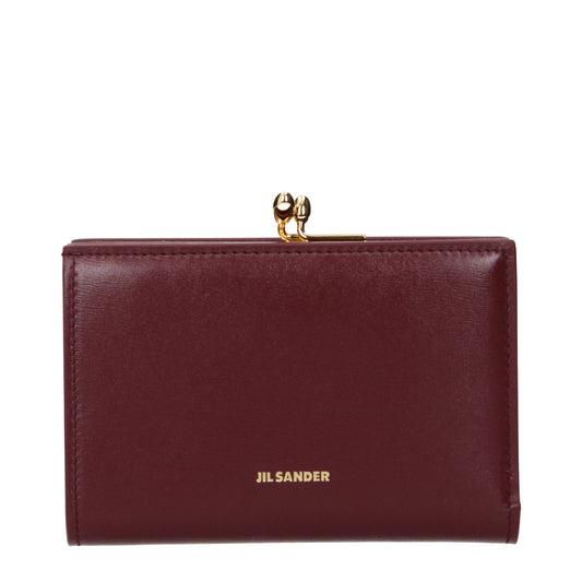Portefeuille Jil Sander en cuir rouge