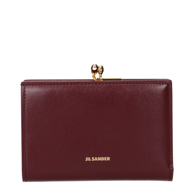 Portefeuille Jil Sander en cuir rouge