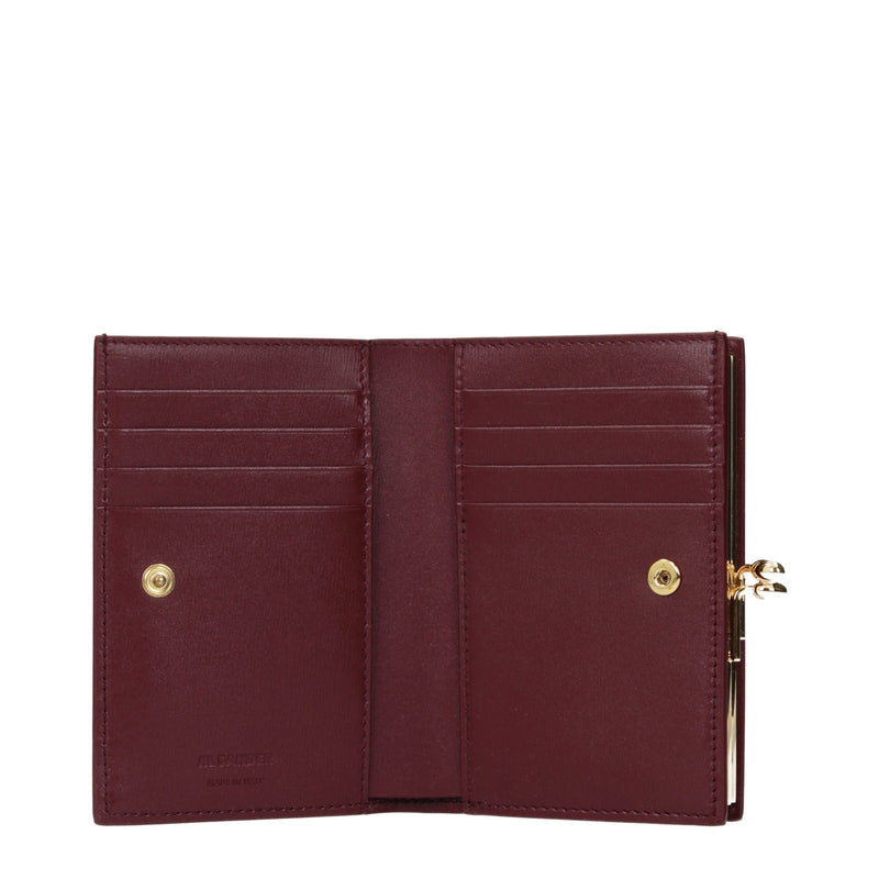 Portefeuille Jil Sander en cuir rouge