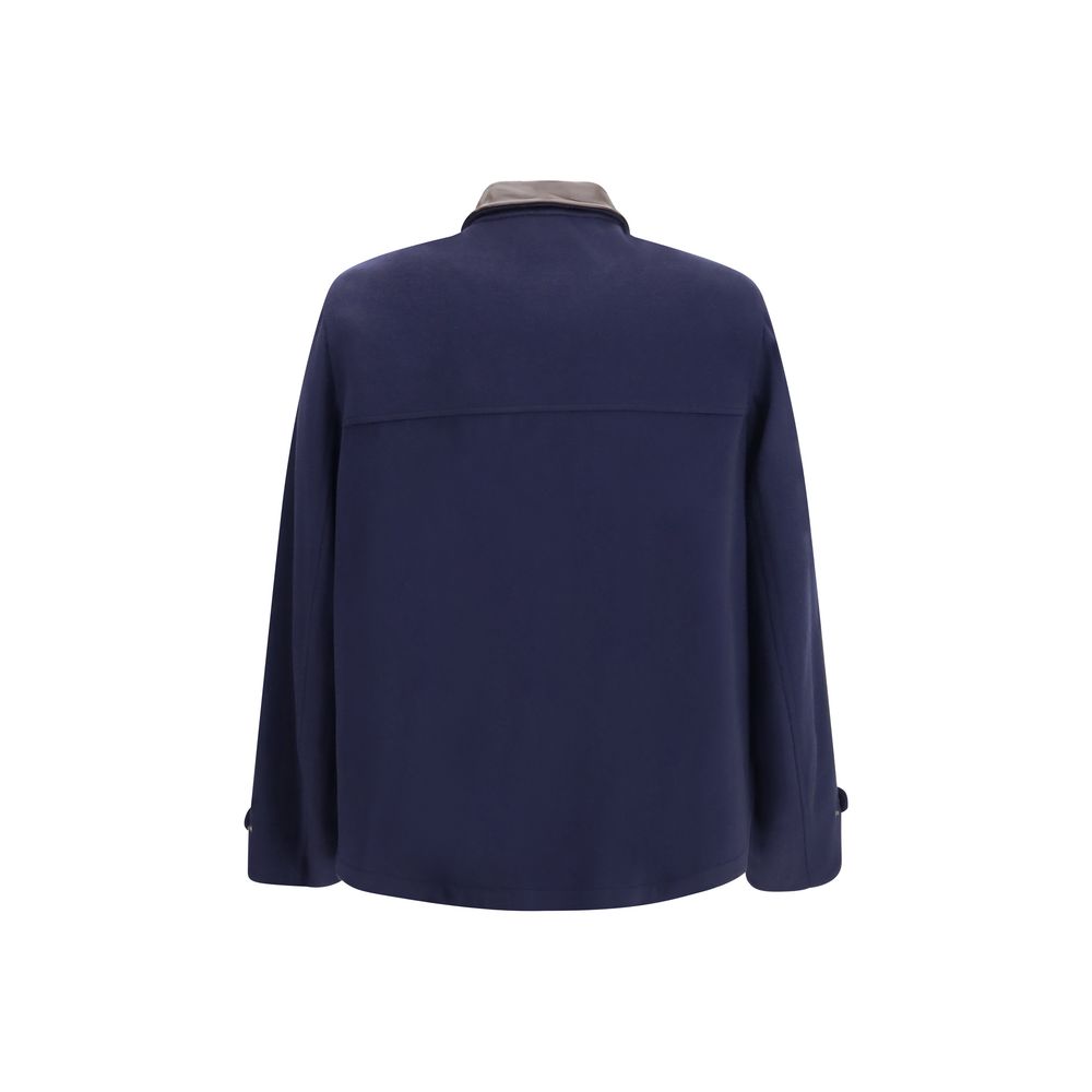 Veste longue Brunello Cucinelli en laine bleue Oves Aries