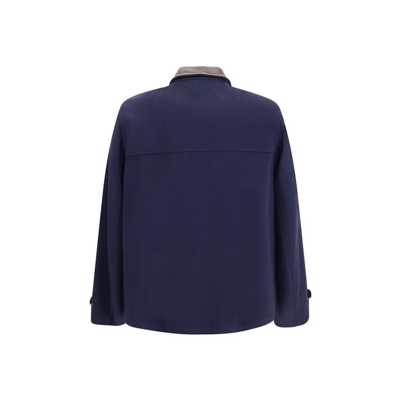 Veste longue Brunello Cucinelli en laine bleue Oves Aries