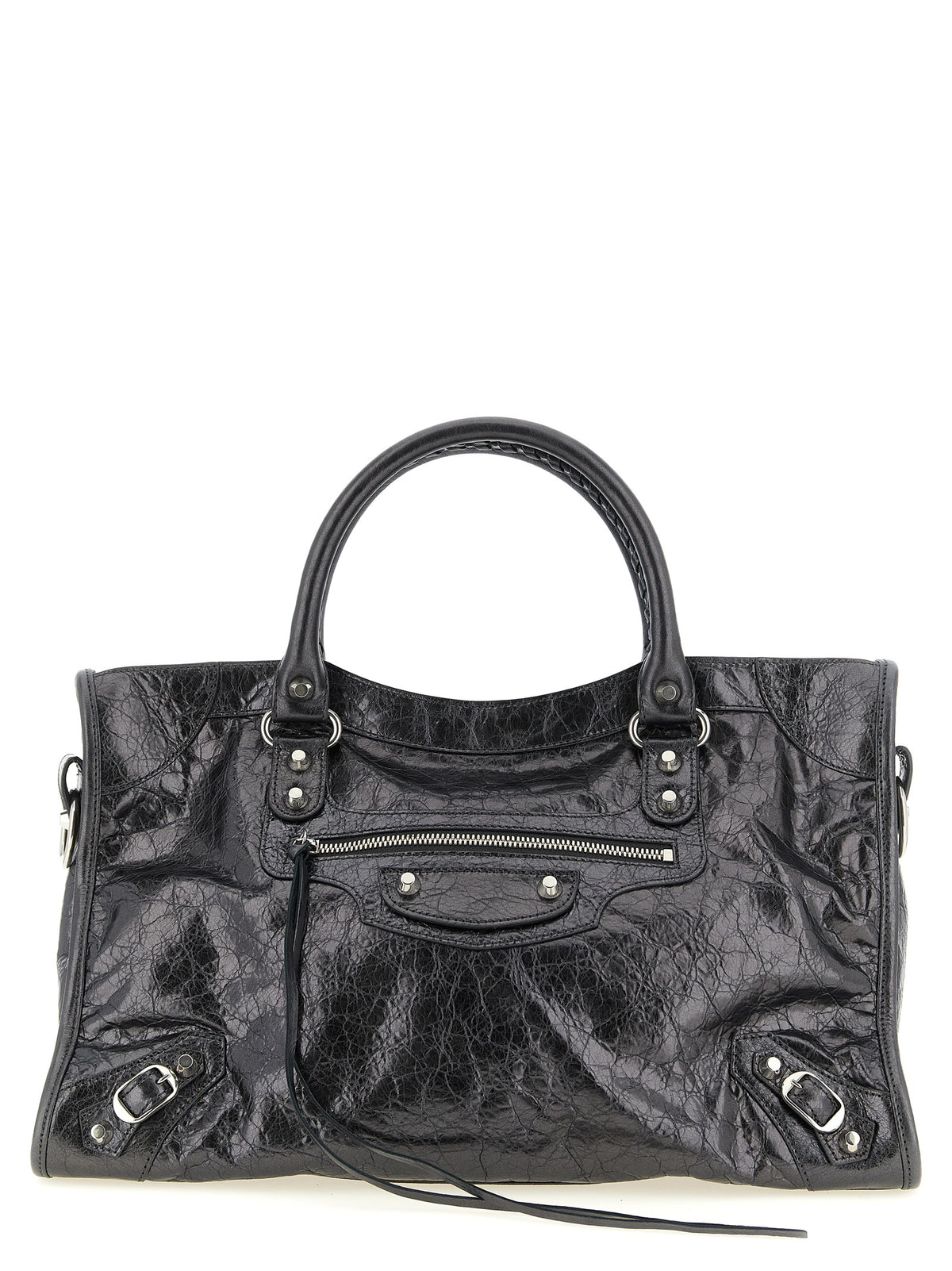 Sac à main Balenciaga en cuir d'agneau argenté