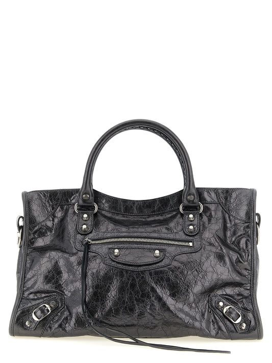 Sac à main Balenciaga en cuir d'agneau argenté