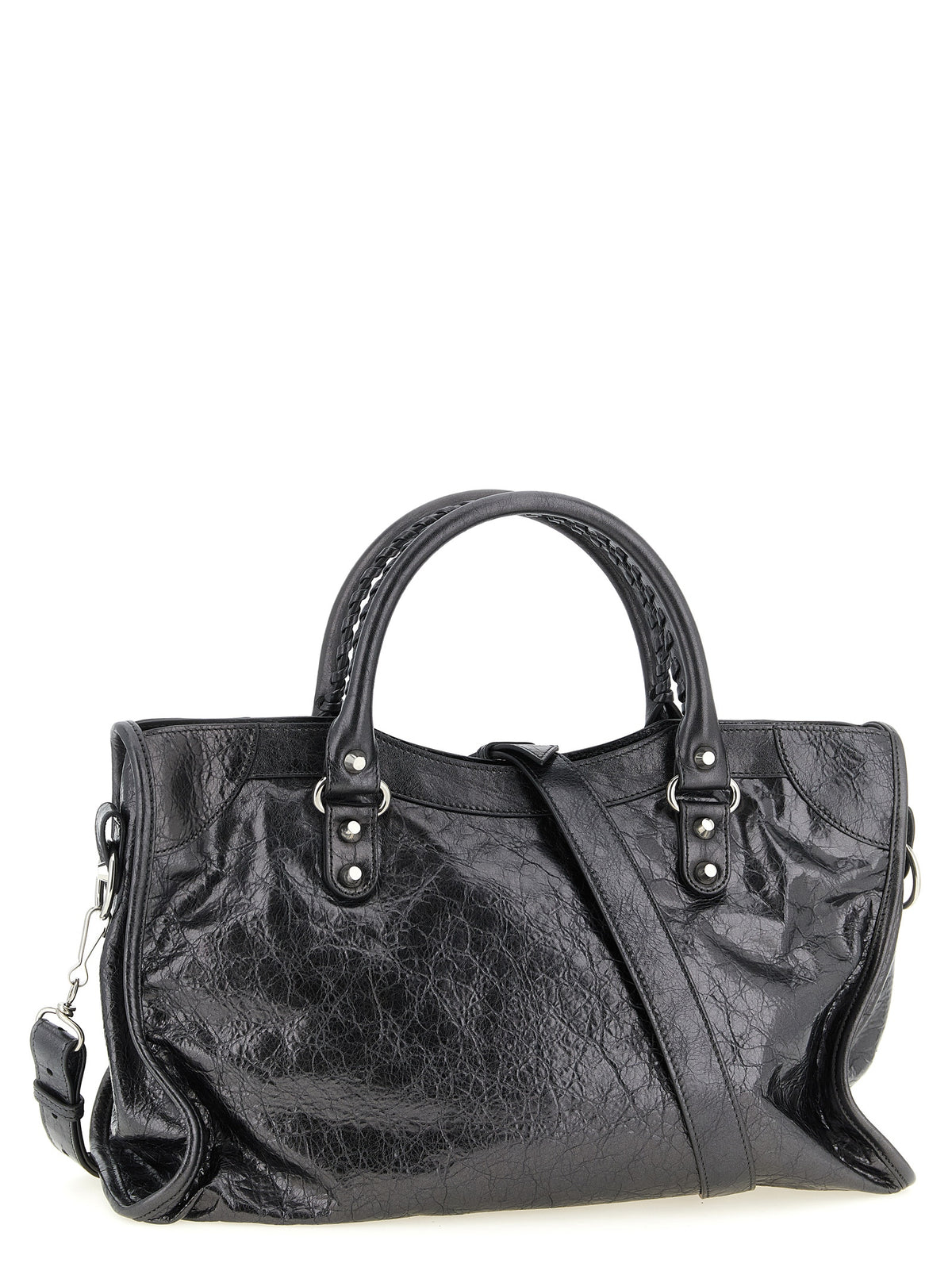 Sac à main Balenciaga en cuir d'agneau argenté