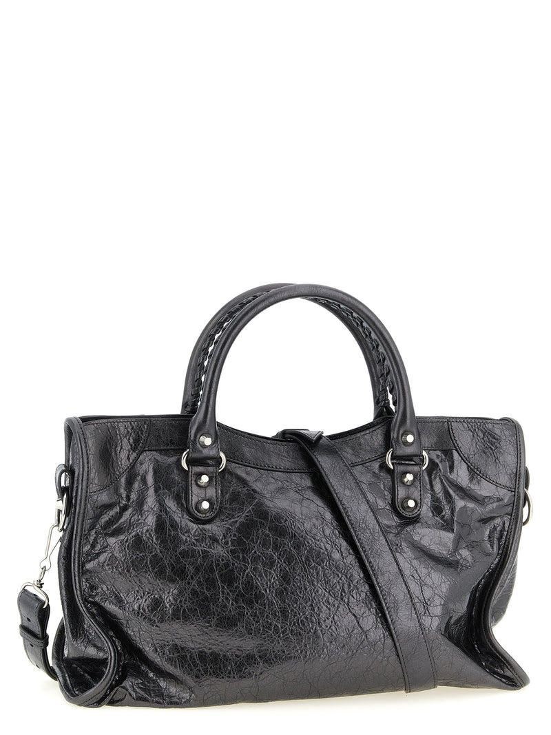 Sac à main Balenciaga en cuir d'agneau argenté