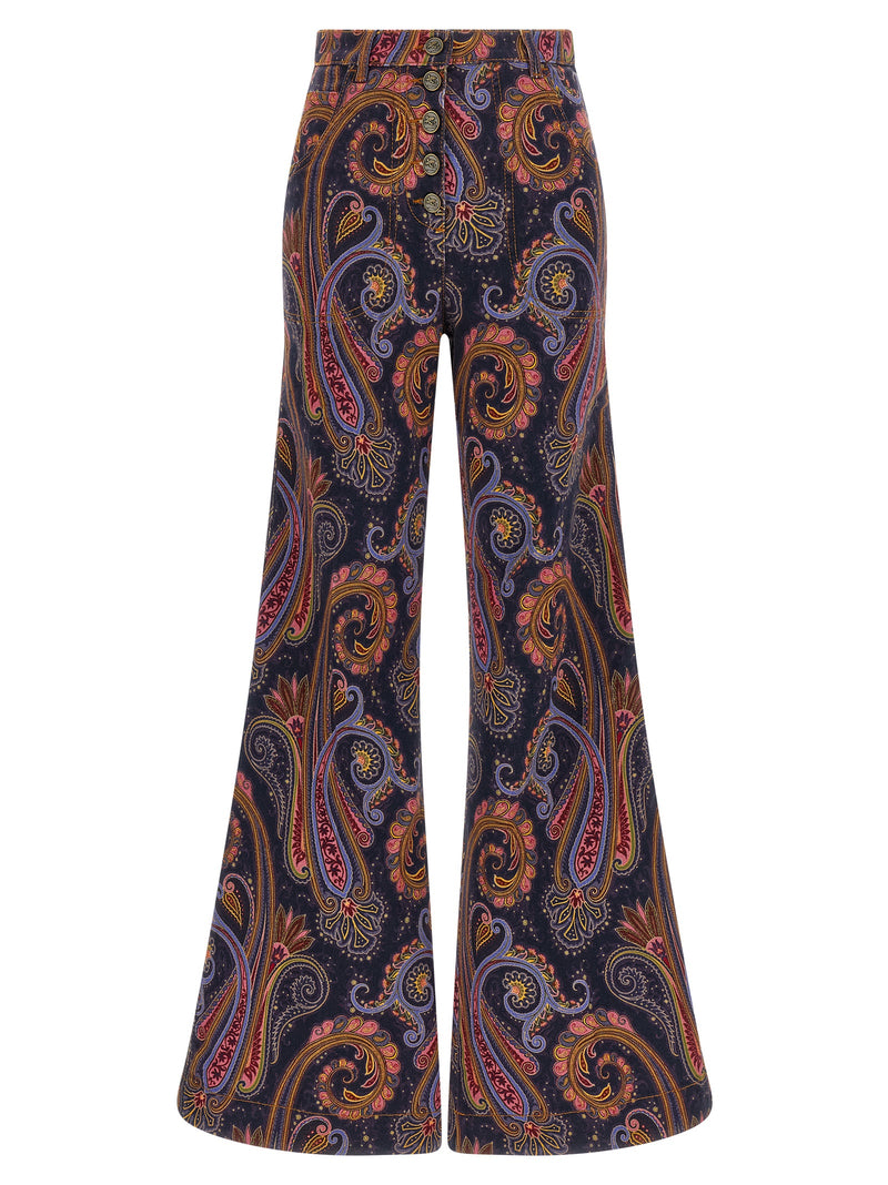 Jeans évasé en coton multicolore Etro