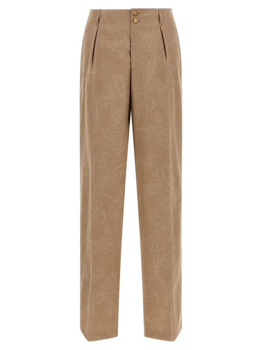Pantalon en laine beige Etro