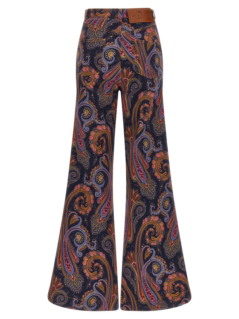 Jeans évasé en coton multicolore Etro