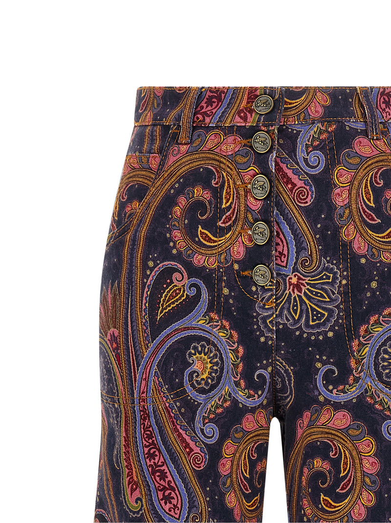 Jeans évasé en coton multicolore Etro