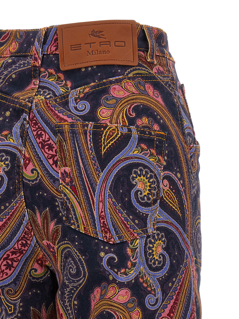 Jeans évasé en coton multicolore Etro