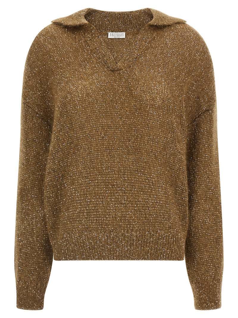 Polo en polyamide marron Brunello Cucinelli