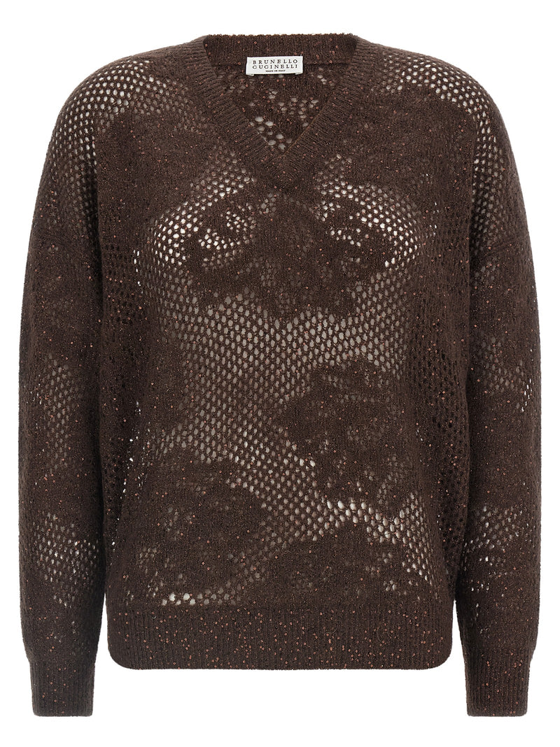 Cardigan Brunello Cucinelli en Nylon Marron