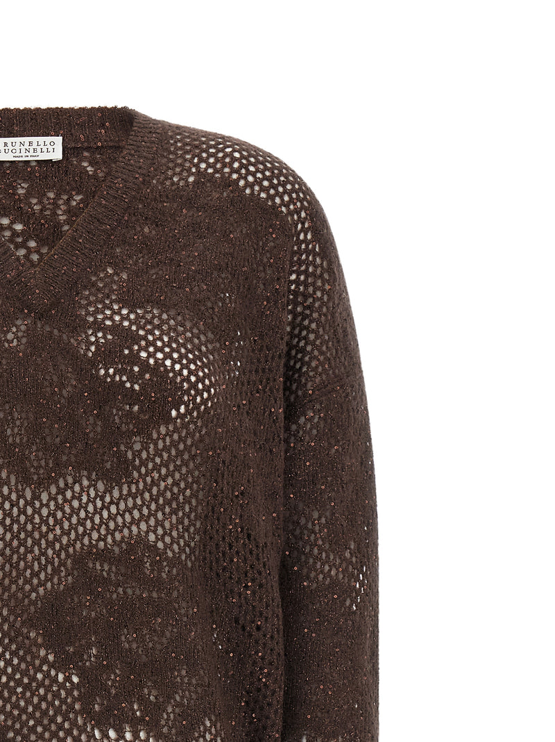 Cardigan Brunello Cucinelli en Nylon Marron