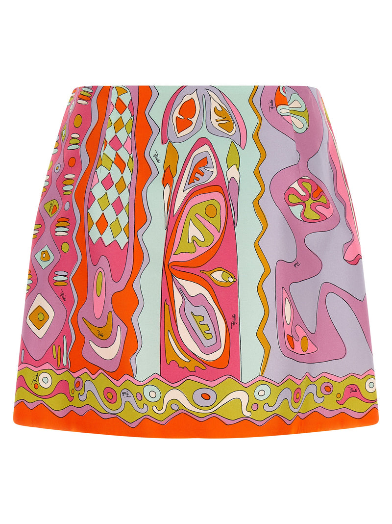Jupe longue en soie multicolore Emilio Pucci