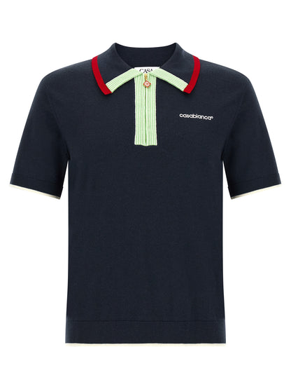 Casablanca Blue Wool Polo Shirt